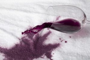 Spilled wine leaving a stain